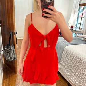 Cotton Candy Red Ruffled Tiered Mini Dress